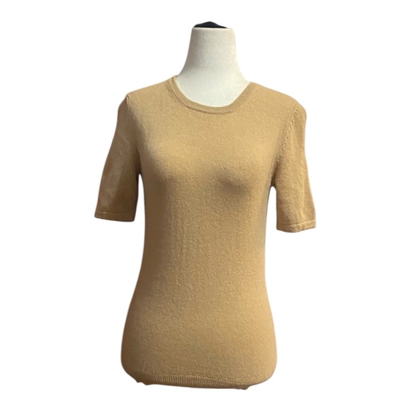 Denner Cashmere camel coloured short sleeve sweater. Sz S - Picture 2 of 15